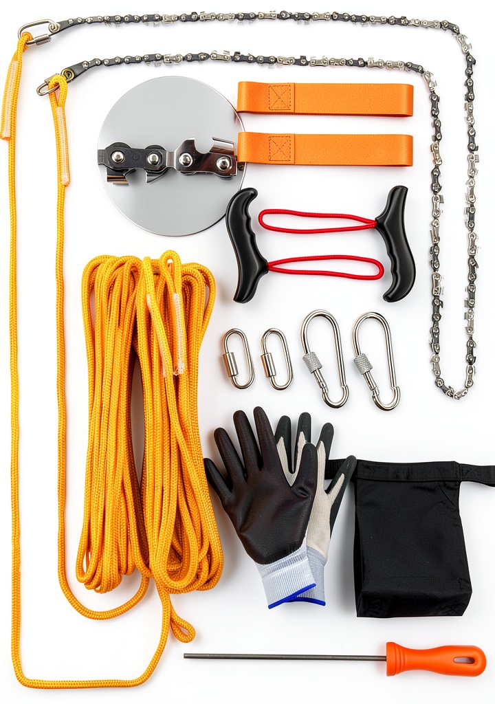 Installing Loggers Art Gens Camping Saw Foldable Carbon Steel Two Ropes on a wooden desk
