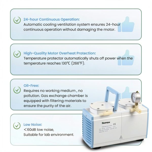 Huanyu Oilless Diaphragm Vacuum Pump 60LPM 110V Lab-2