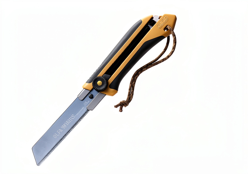 Installing OLFA Bushcraft Knife Carbon Steel Blade Compact Outdoor Tool on a wooden desk